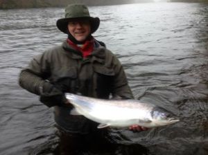 Calum McRoberts with the first fish registered on the FishPal system in 2014